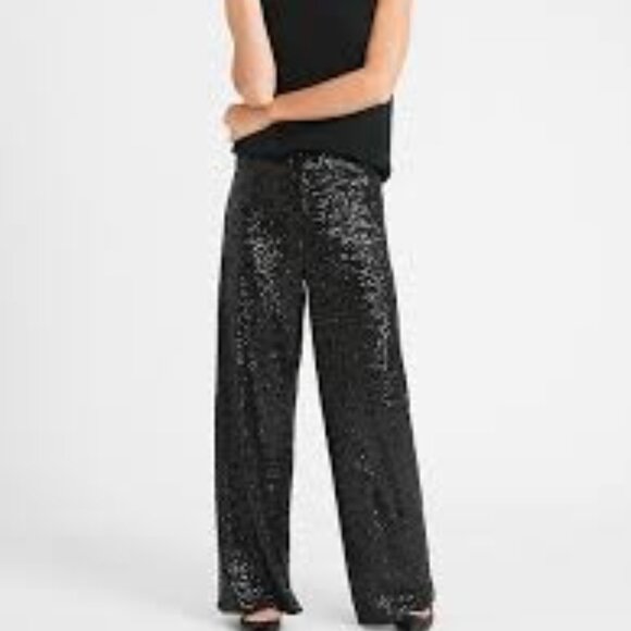 Banana Republic Pants - NWT Banana Republic Sequin Black Wide-Leg Pants Size XS